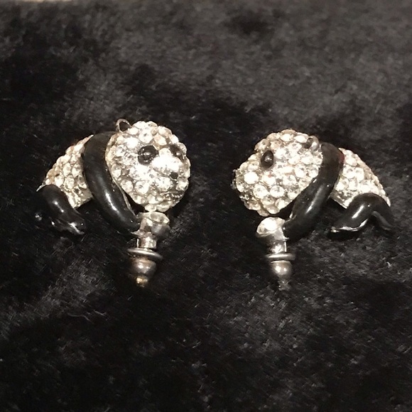 Genuine Crystal Panda Bear Earrings - Picture 3 of 5